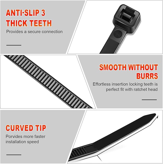 Zip Ties, RAZCC 1200pcs Black Cable Zip Ties 14 Inch, Heavy Duty Plastic Wire - Image 5