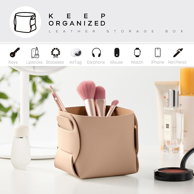 HOMIEAZICOZI 2-Pack Cork Leather Desk Accessories Storage - Image 4