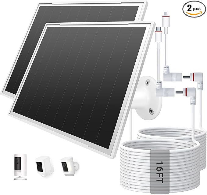 2-Pack Solar Panel Charger for Ring Camera, 8W High-Efficiency by Unknown