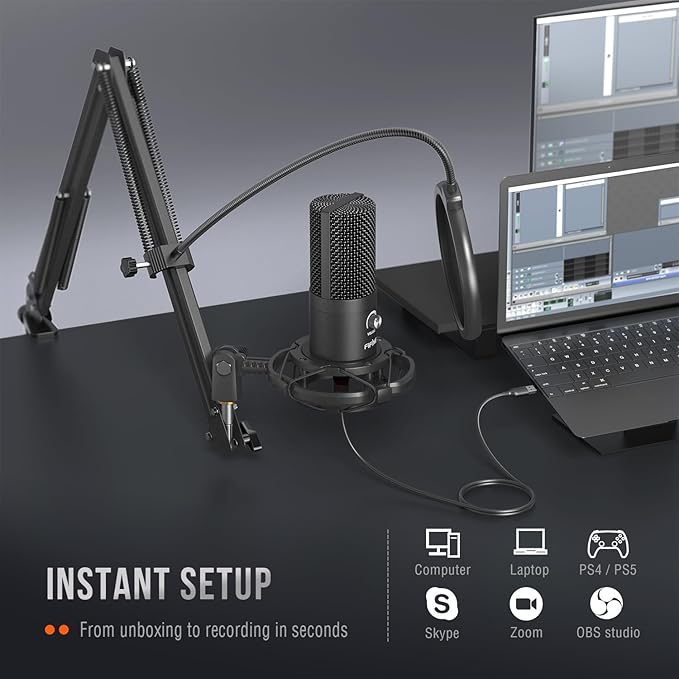 FIFINE Studio Condenser USB Microphone Computer PC Microphone Kit - Image 5