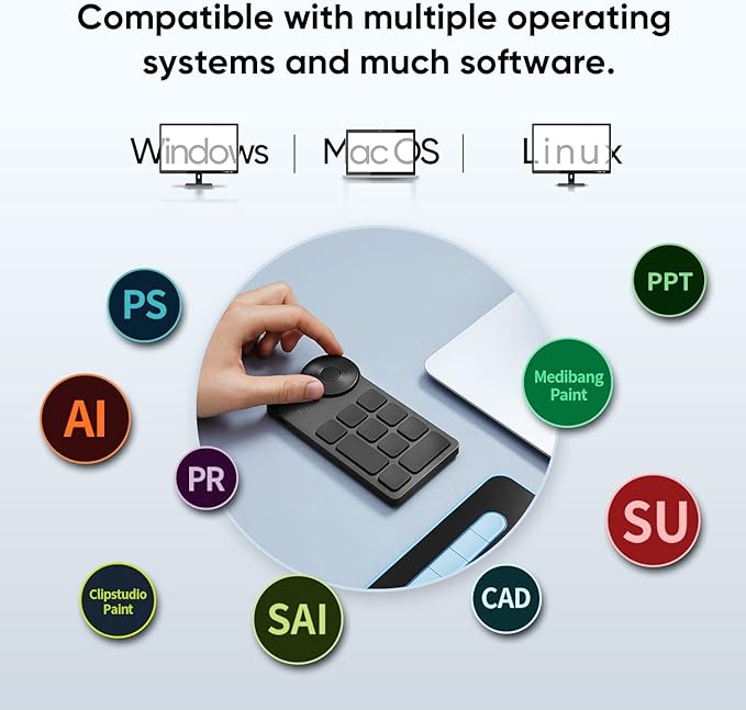 XPPen Mini Keydial ACK05 Wireless Shortcut Keyboard Bluetooth Programmable - Image 9