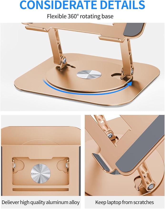 Adjustable Laptop Stand with 360 Rotating Base, Computer Stand - Image 4