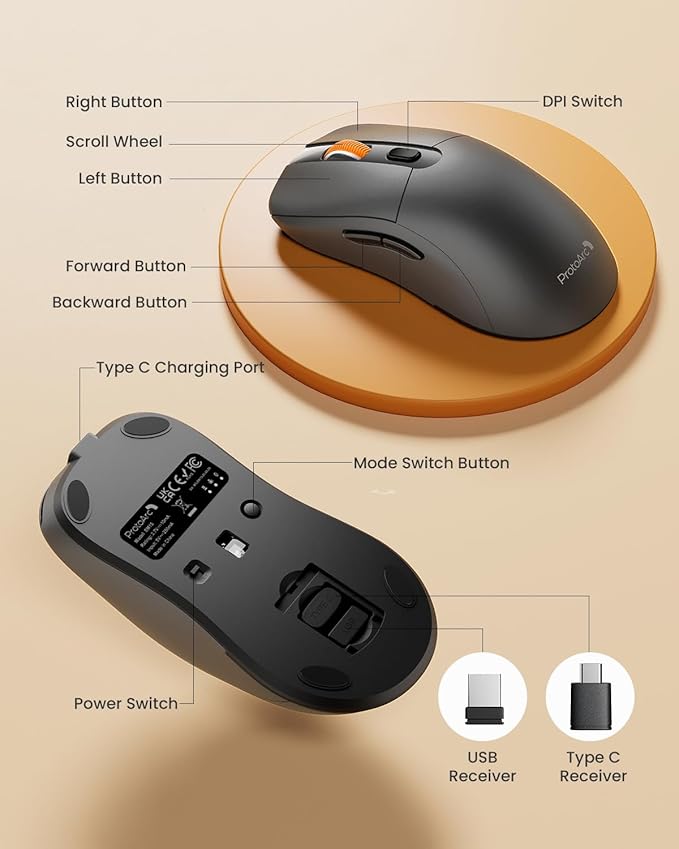 ProtoArc Bluetooth Wireless Mouse, USB C Mouse, EM15 Rechargeable Compact - Image 5