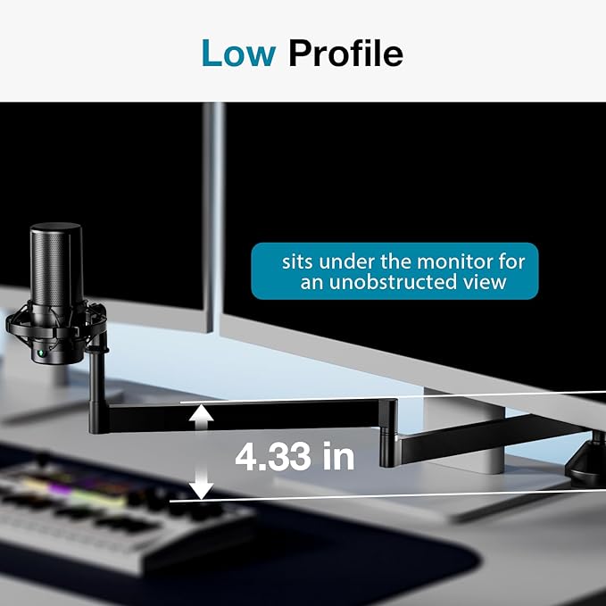InnoGear Low Profile Mic Arm, 360° Rotatable Microphone Arm Stand Foldable Desk - Image 2