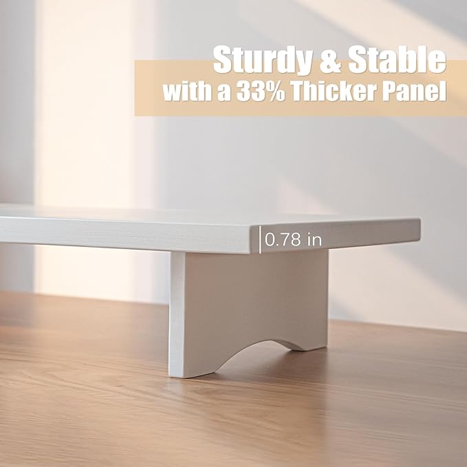 Bamboo Dual Monitor Stand Riser White, 2-Tier Desk Monitor Riser - Image 9
