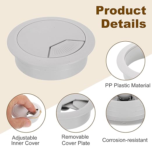 uxcell 5 Pcs 53mm Desk Grommet, Plastic Cable Hole Cover, Wire Cord Cable - Image 3