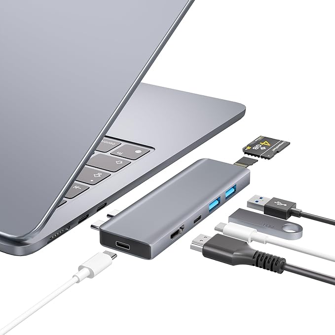 USB C Hub, USB C Adapter, 7 in 2 USB-C Hub by ZanBix