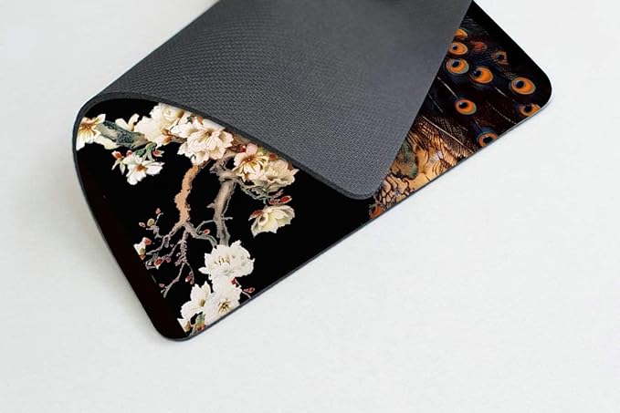 Square Mouse Pad Colorful Peacock on a Tree Branch-1, Gaming Mouse Pads - Image 3