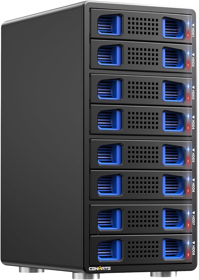 Aluminum 8 Bay 10Gbps Hard Drive Enclosure by Cenmate
