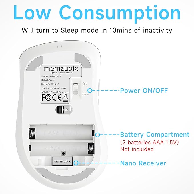 memzuoix 2.4G Wireless Mouse, 1400 DPI Computer Mice - Image 3