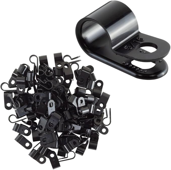 GTSE Black Nylon Plastic Cable Clamps, 5/16" Screw Mounts - Image 2