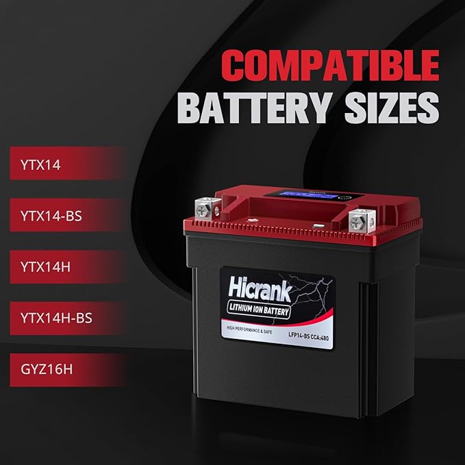 YTX14-BS, Lithium LiFePO4 Motorcycle Battery, Digital Readout, Fits - Image 3