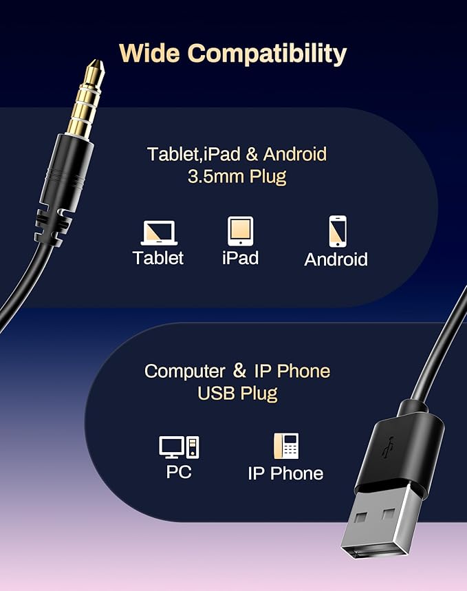 USB Headset with Microphone for PC-Wired Noise Reduction Office Headset work - Image 6