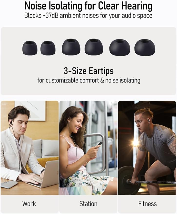 Vibes 201C Wired Earbuds in-Ear Headphones, USB C to 3.5mm Adapter & Braided - Image 8