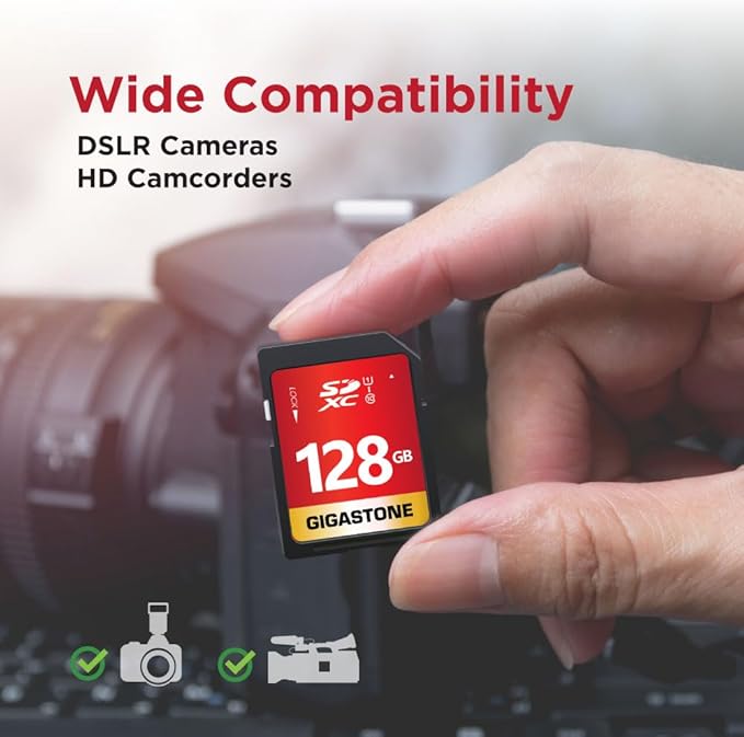GIGASTONE 128GB SD Card 10-Pack UHS-I U1 Class 10 SDXC Memory Card Full HD Video - Image 6