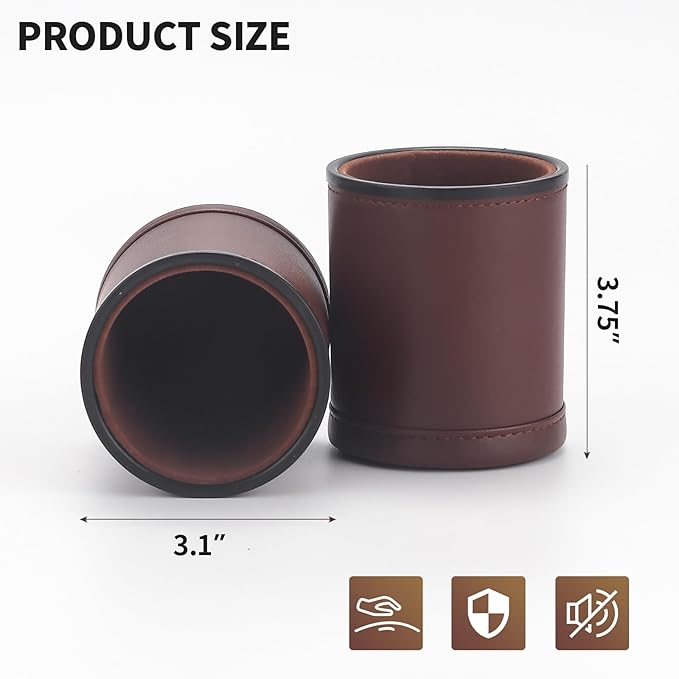 5 Pack PU Leather Dice Cups Velvet Felt-Lined Shaker Cups - Image 5