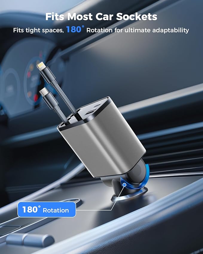 4 in 1 Retractable Car Charger, SUPERONE Smaller Fast Car Phone Charger 69W - Image 7