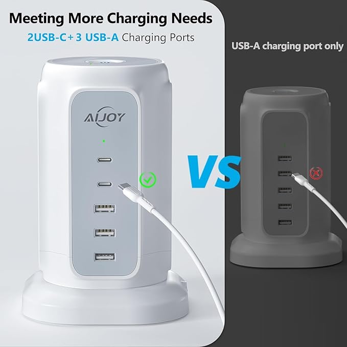 AiJoy Flat Plug Power Strip Tower - Image 3