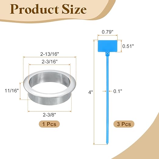 uxcell Desk Grommet, 2-3/8" Zinc Alloy Cable Hole Cover Wire Cord Organizer - Image 2