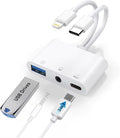 USB-C & Lightning to 3.5mm Headphone Adapter, 3-in-1 USB OTG Camera Adapter & by Sanjyut