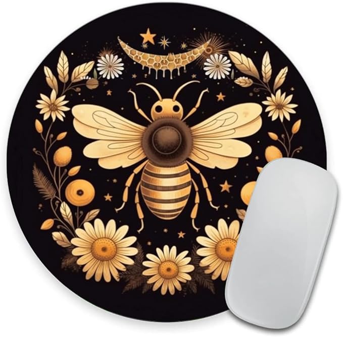 Bees Round Mouse pad Customized Mousepad Non-Slip Rubber Base Mouse Pads by Goodsprout