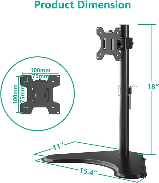 WALI Single Monitor Stand for 13-32 Inch Computer Screens, Freestanding Single - Image 6