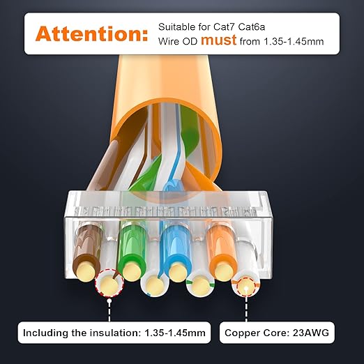 VCE RJ45 Connectors CAT7/CAT6A UL-Listed 30-Pack, Shielded Modular Plugs Gold - Image 5