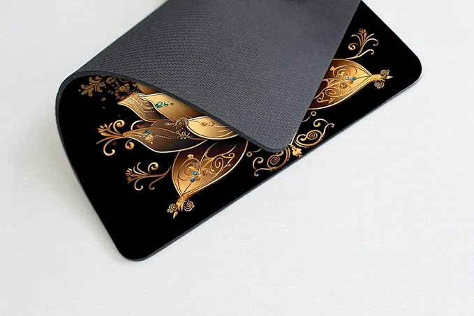 Square Mouse Pad Peacock on Golden Lotus-1, Gaming Mouse Pads - Image 4