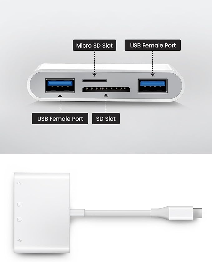 USB C SD Card Reader, Type C 4-Slots Memory Card Adapter - Image 2