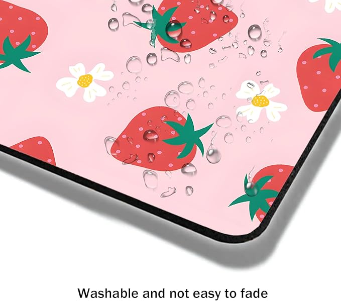 Mouse Pad, Cute Daisy Pink Strawberry Mouse Pads - Image 4