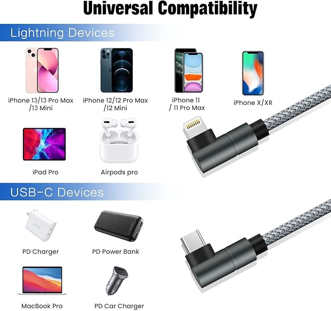 USB C to Lightning Cable MFi Certified PD Fast iPhone 12 Charging 6ft Cable 90 - Image 7
