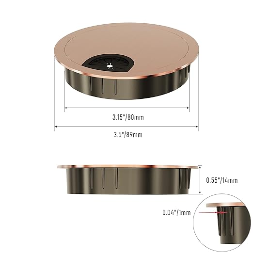 2 Pack Desk Grommet 3-1/8 Inch 80mm, Zinc Alloy Computer Desk Wire Hole Cover - Image 2