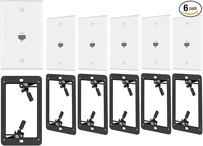 VCE 6-Pack Ethernet Wall Plate, RJ45 CAT6 Wall Plate by VCE
