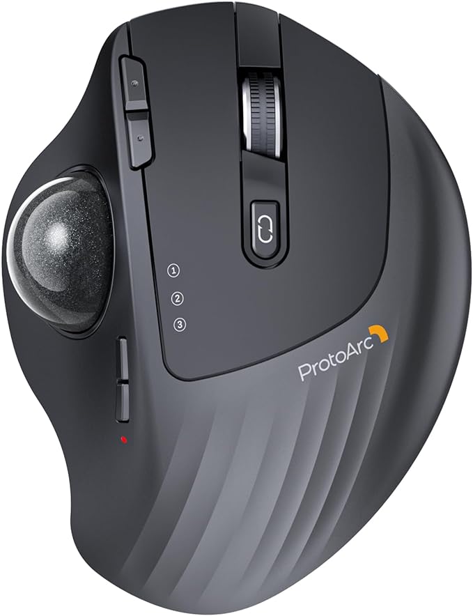 ProtoArc Wireless Trackball Mouse, EM01 NL Ergonomic Bluetooth Rollerball Thumb by ProtoArc