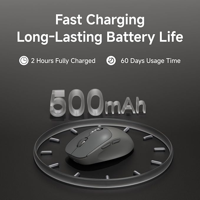 EWEADN Q5 Wireless Mouse, Battery Level Display, Ergonomic Office Mouse - Image 6