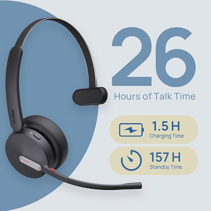 Yealink WH64 Teams Mono DECT & Bluetooth Wireless Headset, 606ft Range - Image 4