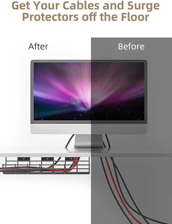2 Pack DELAMU Under Desk Cable Management Tray, Large Metal Cord Organizer - Image 8