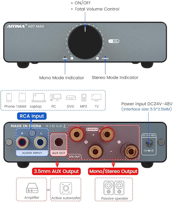 AIYIMA A07 MAX 2 Channel Stereo Amplifier Home Audio 300W*2 TPA3255 Class D - Image 2