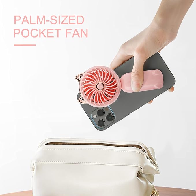 QearFun Handheld Lanyard Fan Portable, Mini USB Rechargeable, 3 Speed Strong - Image 5