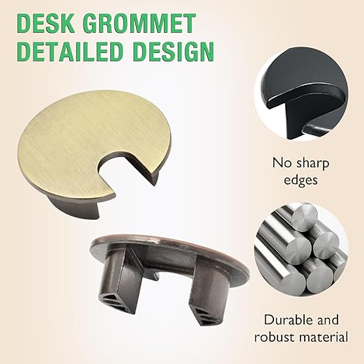 1 Pcs Desk Grommet 1-3/8" / 35 mm, Desk Cord Hole Cover, Cable Grommet Metal - Image 3