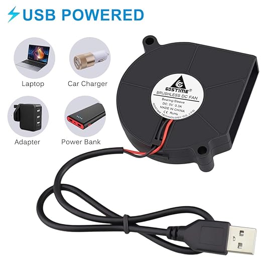 GDSTIME 5V USB Blower Fan 60mm, 60mm x 60mm x 15mm Brushless DC Cooling Blower - Image 5