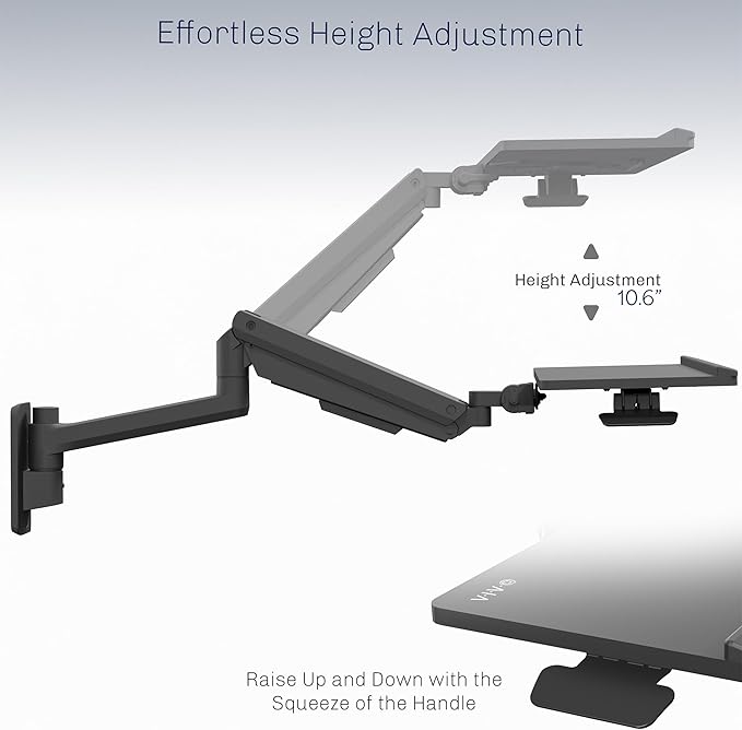 VIVO Sit-Stand 24 Inch Pneumatic Spring Keyboard and Mouse Tray Wall Mount - Image 5