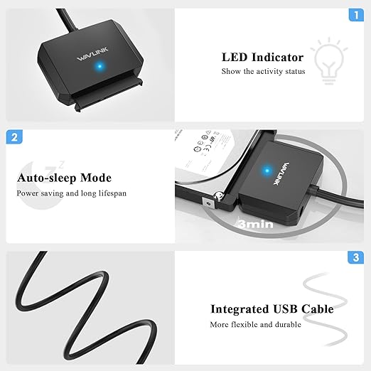 WAVLINK SATA to USB Type-A Hard Drive Cable, 5Gbps USB3.0, Supports UASP - Image 5