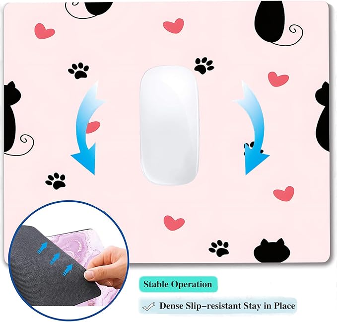 Cute Heart Cartoon Black Cat Paw Custom Mouse Pad - Image 5