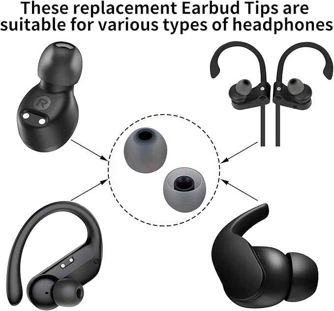 Earbud Tips Soft Anti Slip Washable Reusable Silicone Fit Most In-Ear Earbuds - Image 3