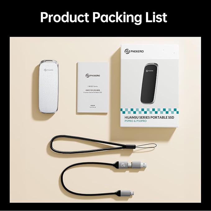 PHIXERO P10PRO External NVMe SSD 2TB, USB 3.2 Gen2, Includes 2-in-1 USB C Cable - Image 9