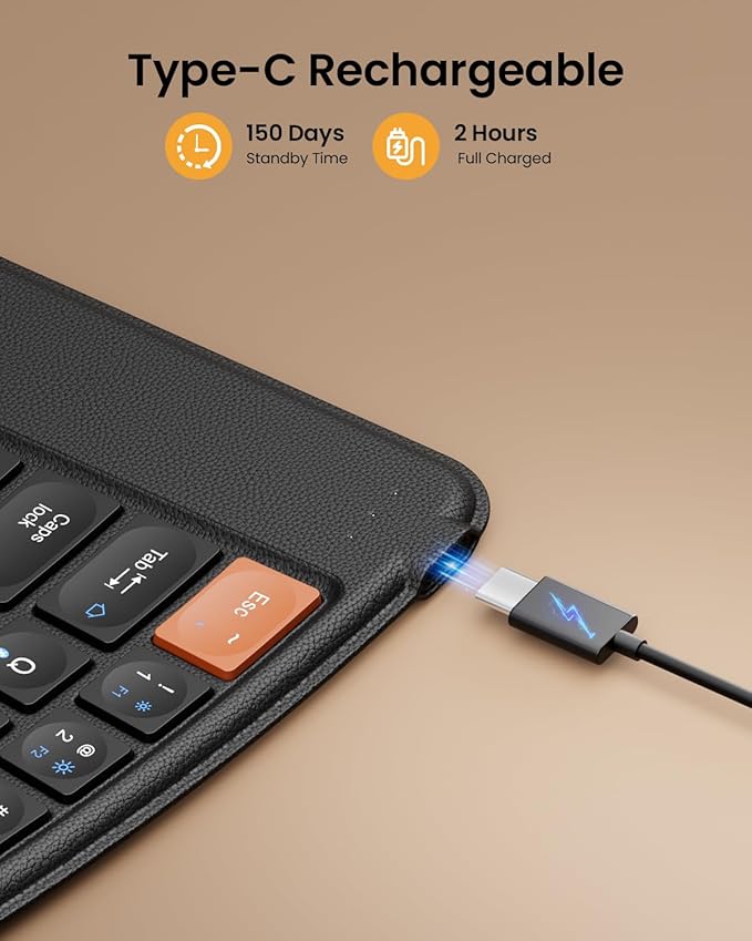 ProtoArc Ergonomic Foldable Keyboard, XK03 Split Folding Travel Bluetooth - Image 8