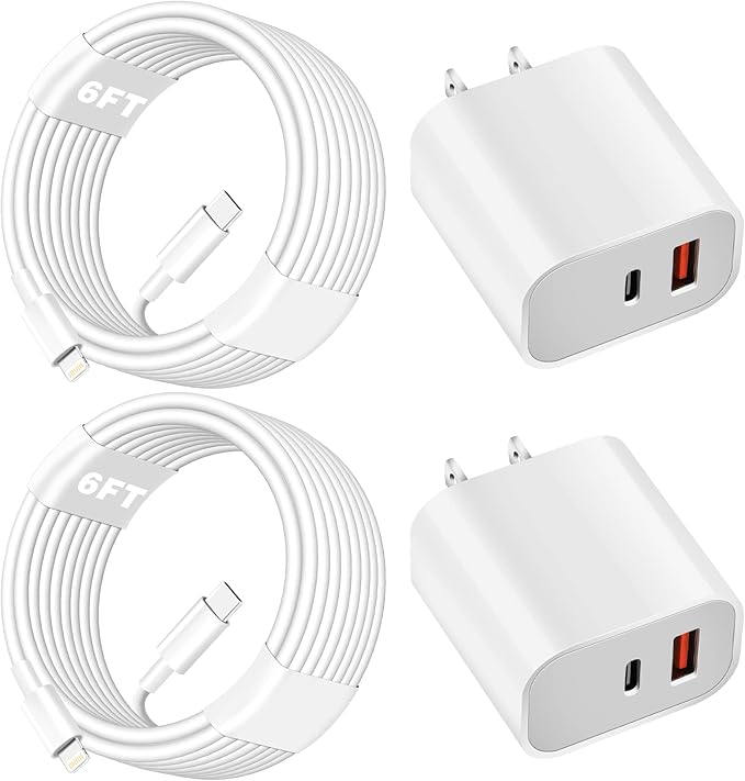 iPhone Charger Fast Charging Block, Dual Port Fast Apple iPhone Charger2Pack by SpeedScope