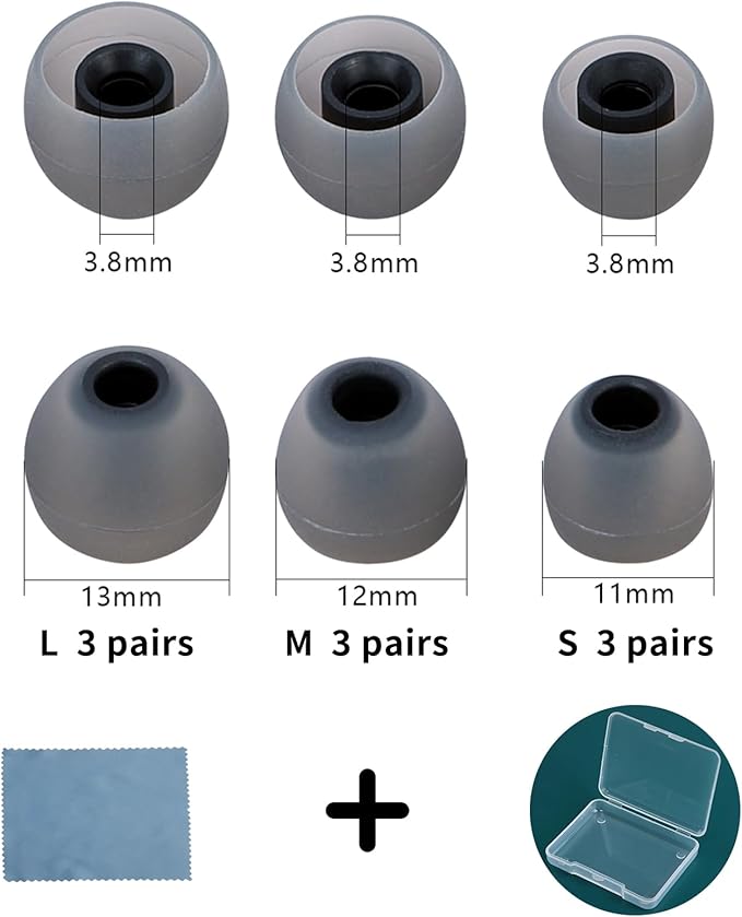 Earbud Tips Soft Anti Slip Washable Reusable Silicone Fit Most In-Ear Earbuds - Image 2