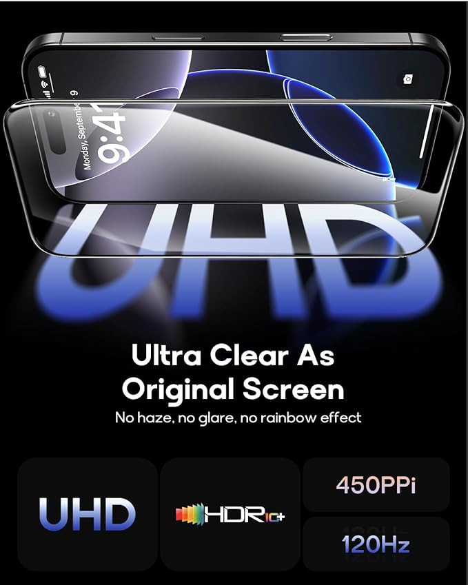 3 Pack for iPhone 15 Tempered Glass Screen Protector:9H+ Durable, Auto - Image 4